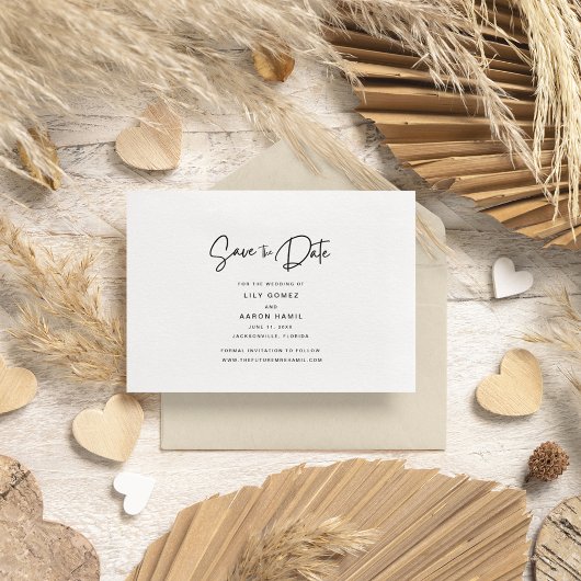 Modern Fotoscript Bruiloft Sla de datum op Save The Date