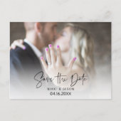 Modern Fotoscript Budget Bruiloft Sla de datum op Aankondigingskaart (Voorkant)