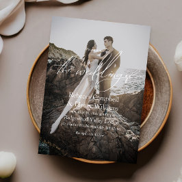 Modern fotoscript Elegante bruiloft Kaart