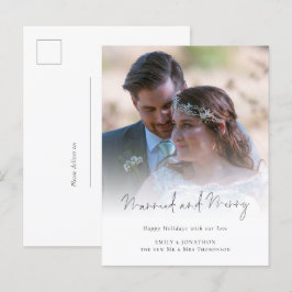 Modern Fotoscript Getrouwd en Vrolijk Vakantie Briefkaart