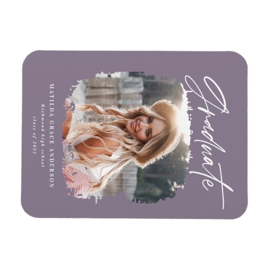 Modern fotoscript hedendaags afstuderen paars magneet (Horizontaal)