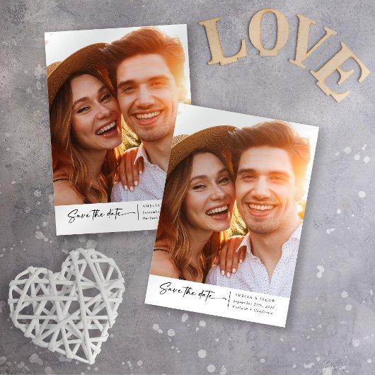 Modern fotoscript lettertype bruiloft save the date