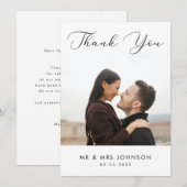 Modern Fotoscript Minimalist Plain Wedding Bedankkaart (Voorkant / Achterkant)