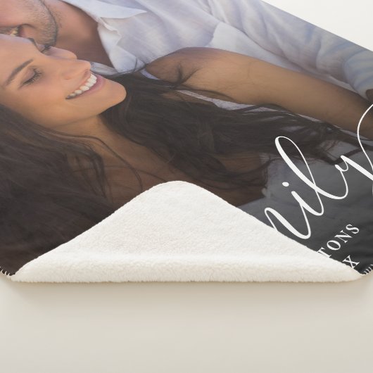 Modern fotoscript paar familie liefde namen datum sherpa deken (3/4)