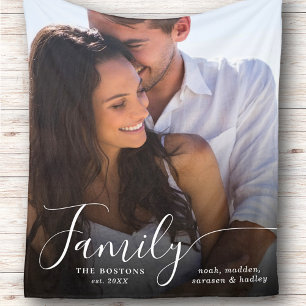 Modern fotoscript paar familie liefde namen datum sherpa deken