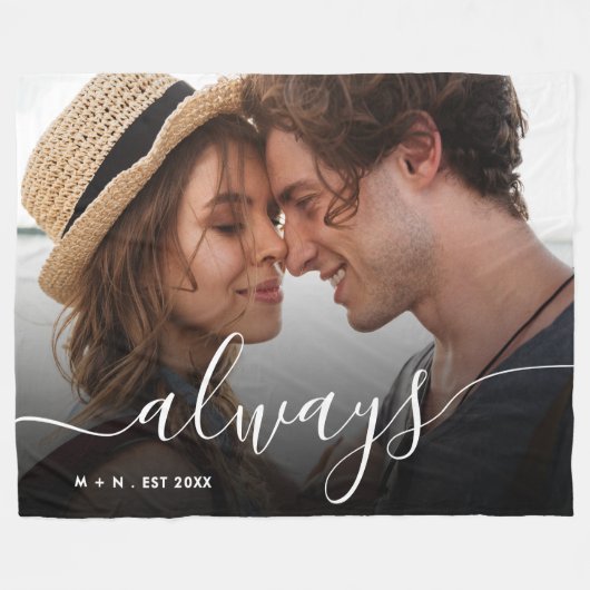 Modern fotoscript paar houdt altijd van familie fleece deken (Voorkant (Horizontaal))
