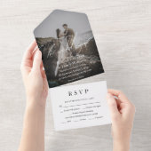 Modern Fotoscript RSVP Entree Zwart Bruiloft All In One Uitnodiging (Afscheurbaar)