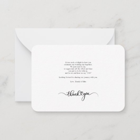 Modern Fotoscript Trouwen Bedankt Notitiekaartje (Achterkant)