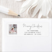 Modern Fotoscript Vrolijk Kerstmis Retouradres Etiket (Insitu)