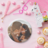Modern fotoscript We're Engaged Party Papieren Bordje (Feest)