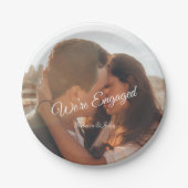 Modern fotoscript We're Engaged Party Papieren Bordje (Voorkant)
