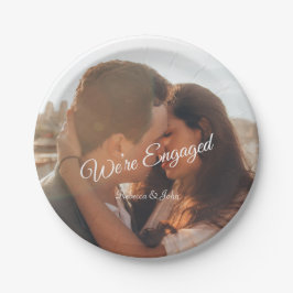 Modern fotoscript We're Engaged Party Papieren Bordje