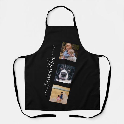 Modern Fotosjabloon Handgeschreven naam Script Schort (Voorkant)