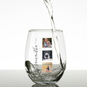 Modern Fotosjabloon Handgeschreven naam Script Wijnglas Zonder Voet