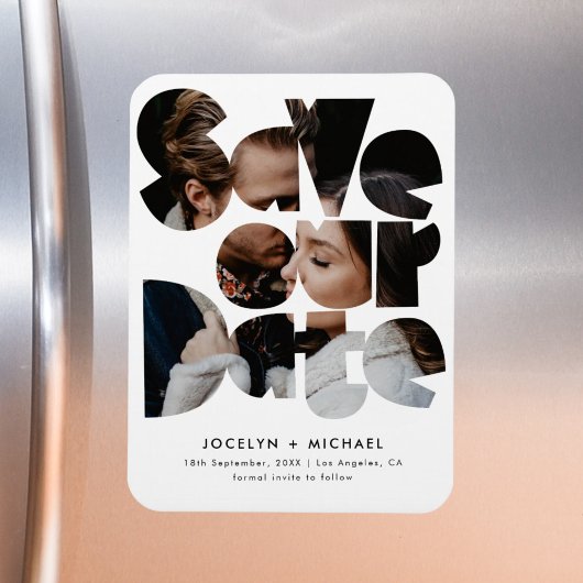 Modern Fotosjabloon Sla de trouwdatum op Magneet