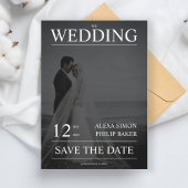 Modern fototijdschrift cover kalligrafie bruiloft kaart