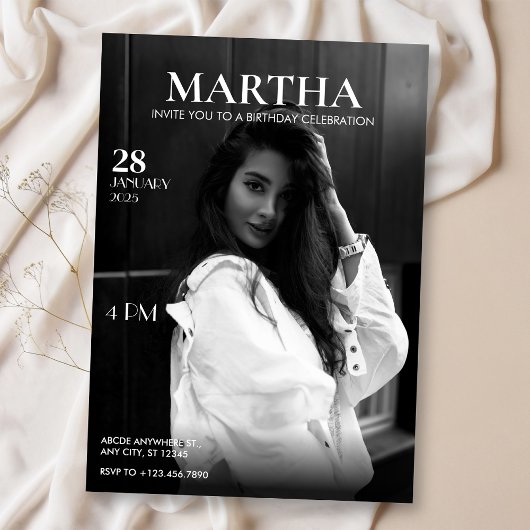 Modern Fototijdschrift verjaardag Kaart