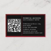 Modern Fototrio voor Make-up Artiesten Zwart QR Co Visitekaartje (Achterkant)