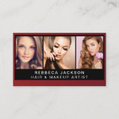 Modern Fototrio voor Make-up Artiesten Zwart QR Co Visitekaartje (Voorkant)