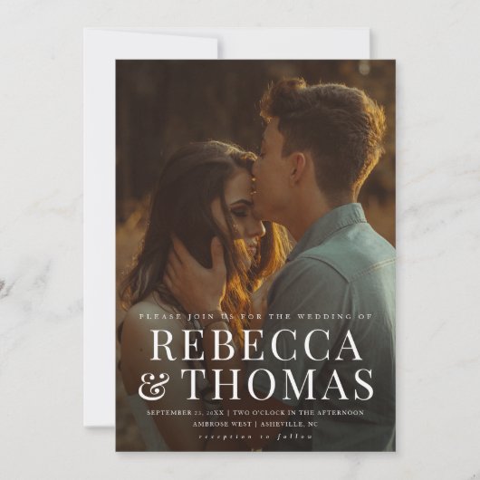 Modern fototype overlay bruiloft kaart (Voorkant)