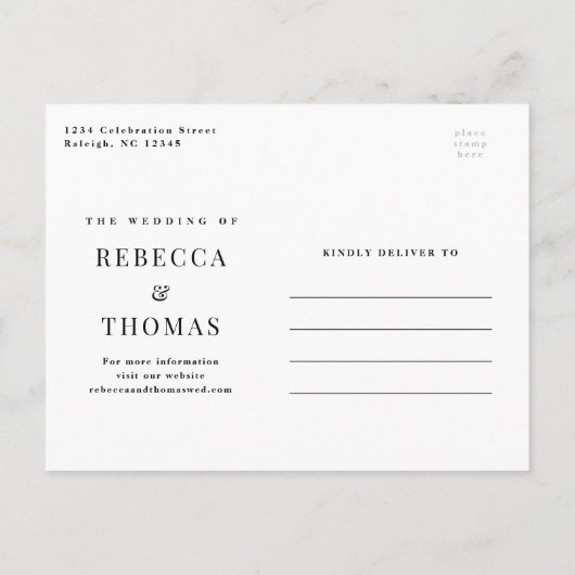 Modern fototype overlay bruiloft uitnodiging briefkaart (Achterkant)