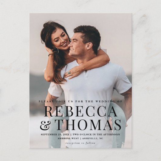 Modern fototype overlay bruiloft uitnodiging briefkaart (Voorkant)