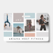 Modern Four Photo Collage Personal Trainer Fitness Badge (Achterkant)