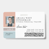 Modern Four Photo Collage Personal Trainer Fitness Badge (Voorzijde)