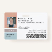 Modern Four Photo Collage Personal Trainer Fitness Badge (Voorkant)