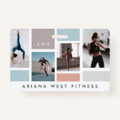 Modern Four Photo Collage Personal Trainer Fitness Badge (Achterkant)