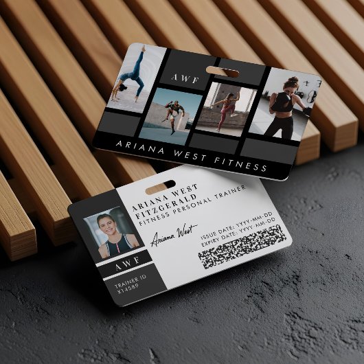 Modern Four Photo Collage Personal Trainer Fitness Badge