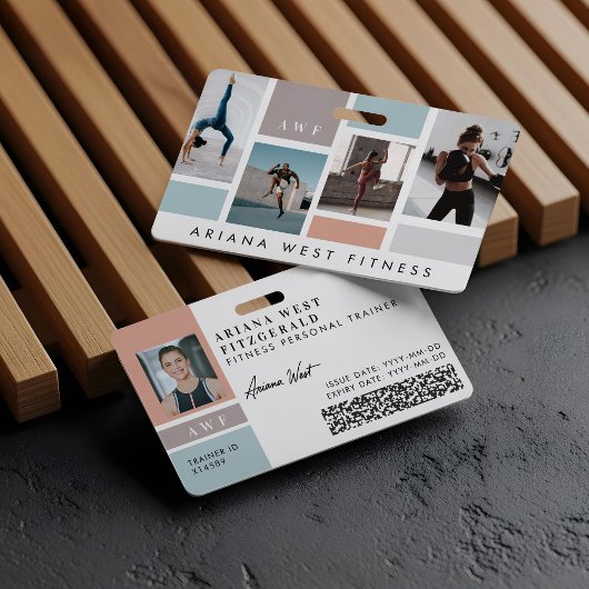 Modern Four Photo Collage Personal Trainer Fitness Badge