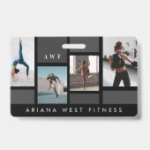 Modern Four Photo Collage Personal Trainer Fitness Badge (Achterkant)
