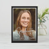 Modern Four Photo Graduation Party Invitation Kaart (Staand voorkant)