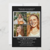 Modern Four Photo Graduation Party Invitation Kaart (Achterkant)