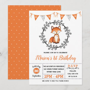 Modern Fox Birthday Party / Woodland Animal Kaart