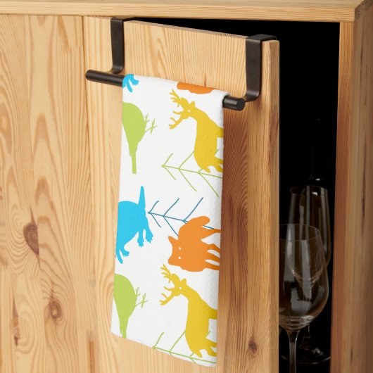 modern fox helder kleurneonpatroon theedoek (Derde Gevouwen)