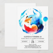 Modern Fox Kids Verjaardagsavontuur Kaart (Voorkant / Achterkant)