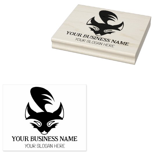 Modern Fox Logo, Custom Business, Large Rubberstempel (Gestempeld)