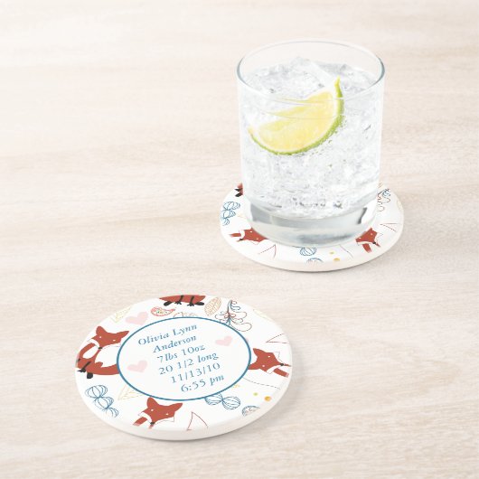 Modern Fox Nieuwe Baby Stats Onderzetters (Zijkant)