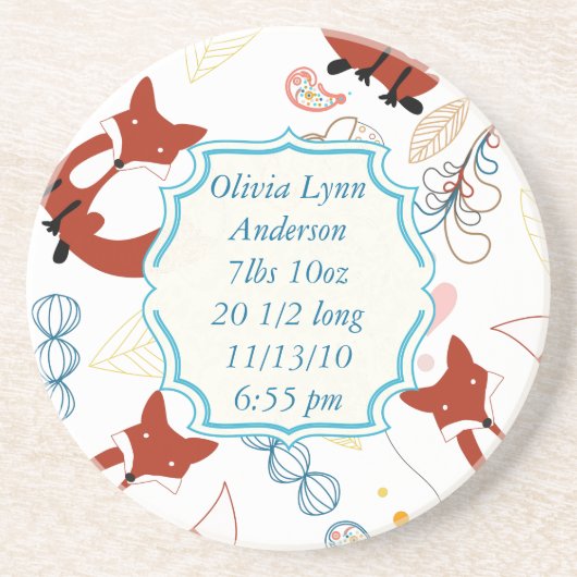  Modern Fox Nieuwe Baby Stats Onderzetters (Voorkant)