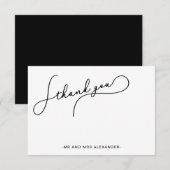 Modern fraai script zwart-wit dank je wel bedankkaart (Voorkant / Achterkant)