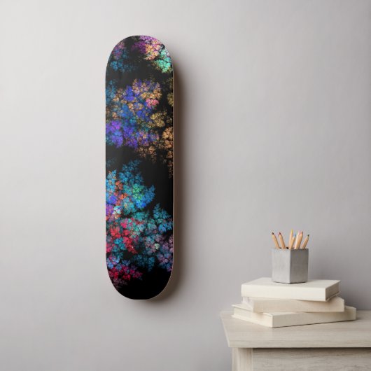Modern fractaal patroon op zwart persoonlijk skateboard (Muurkunst)