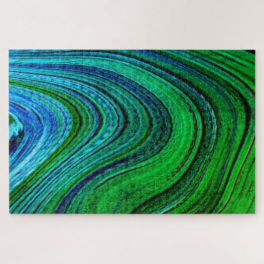 Modern Fractal Art Waves Wavy Green Blue Abstract Legpuzzel (Horizontaal)