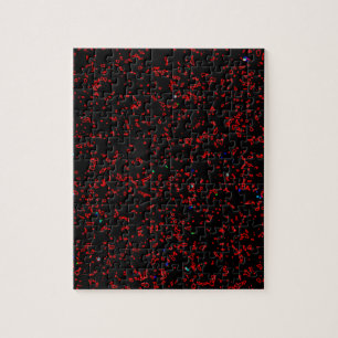 Modern Fractal Black Red Patronen Stijlvolle kool Legpuzzel