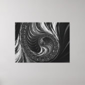 Modern Fractal Black White Metal Nautilus Swirl Canvas Afdruk (Voorkant)