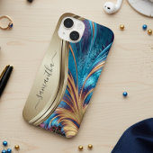 Modern Fractal Blue Handwrite Name Case-Mate iPhone Case