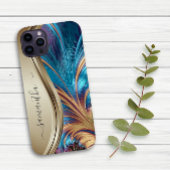 Modern Fractal Blue Handwrite Name Case-Mate iPhone Case