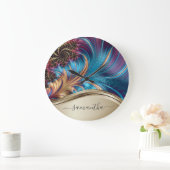 Modern Fractal Blue Handwrite Name Grote Klok (Huis)