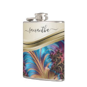 Modern Fractal Blue Handwrite Name Heupfles (Links)